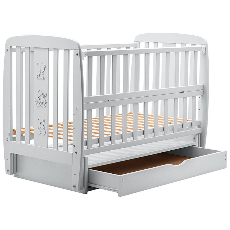 Ліжечко Babyroom Друзі DDMYO-3 маятник, ящик, відкидний бік бук сірий