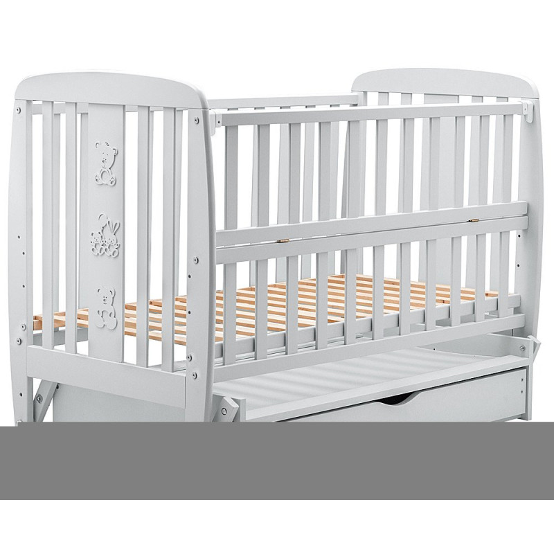 Ліжечко Babyroom Друзі DDMYO-3 маятник, ящик, відкидний бік бук сірий