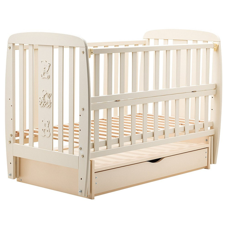 Ліжечко Babyroom Друзі DDMYO-3 маятник, ящик, відкидний бік бук слонова кістка