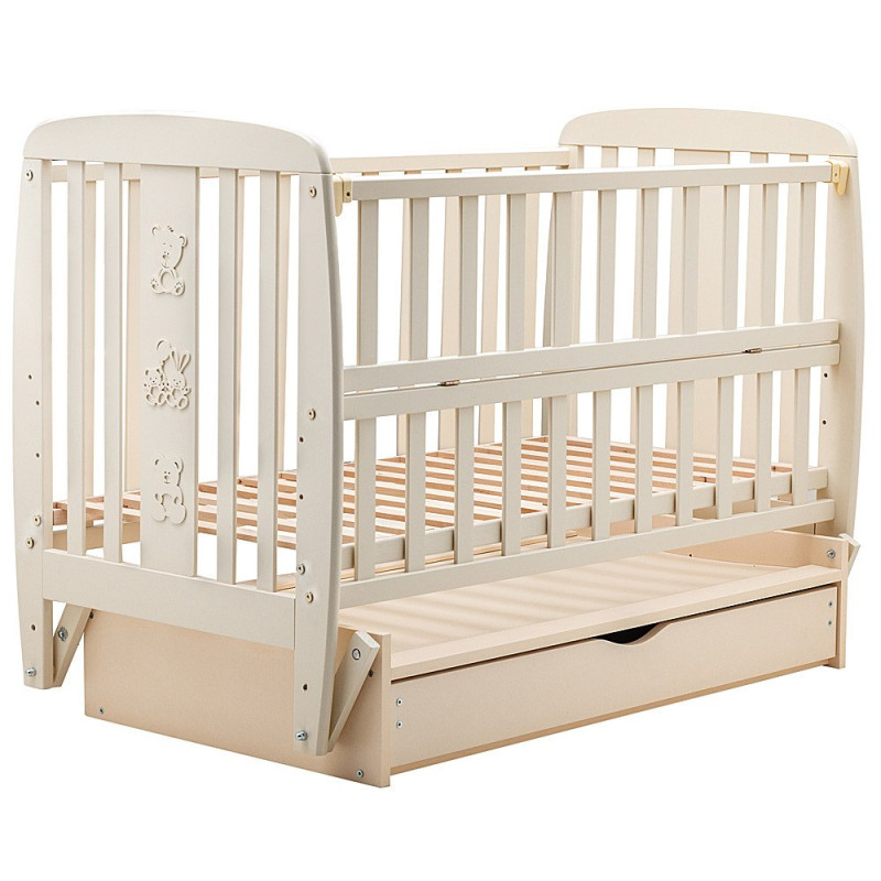 Ліжечко Babyroom Друзі DDMYO-3 маятник, ящик, відкидний бік бук слонова кістка