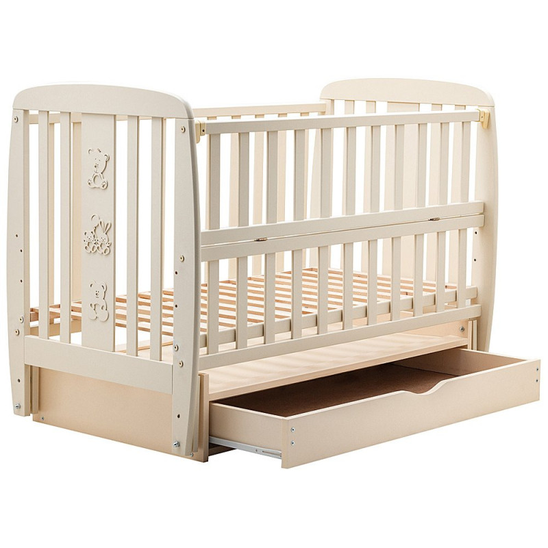 Ліжечко Babyroom Друзі DDMYO-3 маятник, ящик, відкидний бік бук слонова кістка