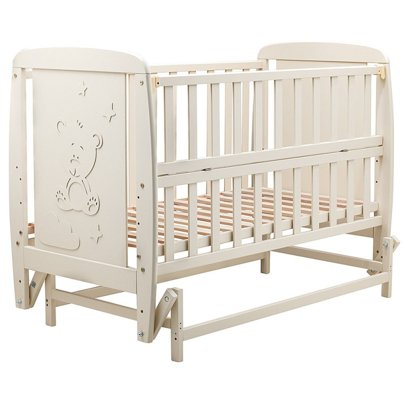 Ліжечко Babyroom DUMO-02 маятник, відкидний бік бук слонова кістка