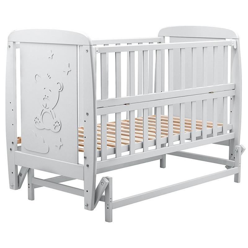 Ліжечко Babyroom DUMO-02 маятник, відкидний бік бук сірий