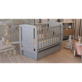 Ліжечко Babyroom DUMYO-3 маятник, ящик, відкидний бік бук сірий