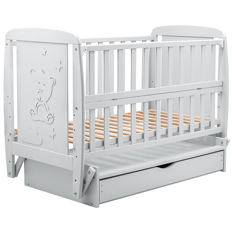 Ліжечко Babyroom DUMYO-3 маятник, ящик, відкидний бік бук сірий