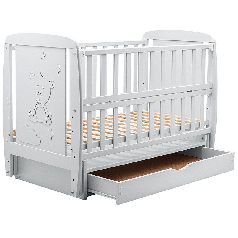 Ліжечко Babyroom DUMYO-3 маятник, ящик, відкидний бік бук сірий