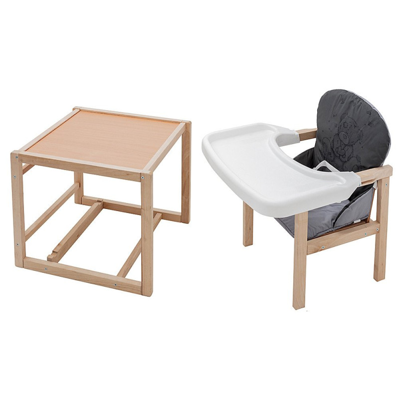 Стілець Babyroom трансформер Вінні-230 eko графіт / сірий ведмедик з серцем