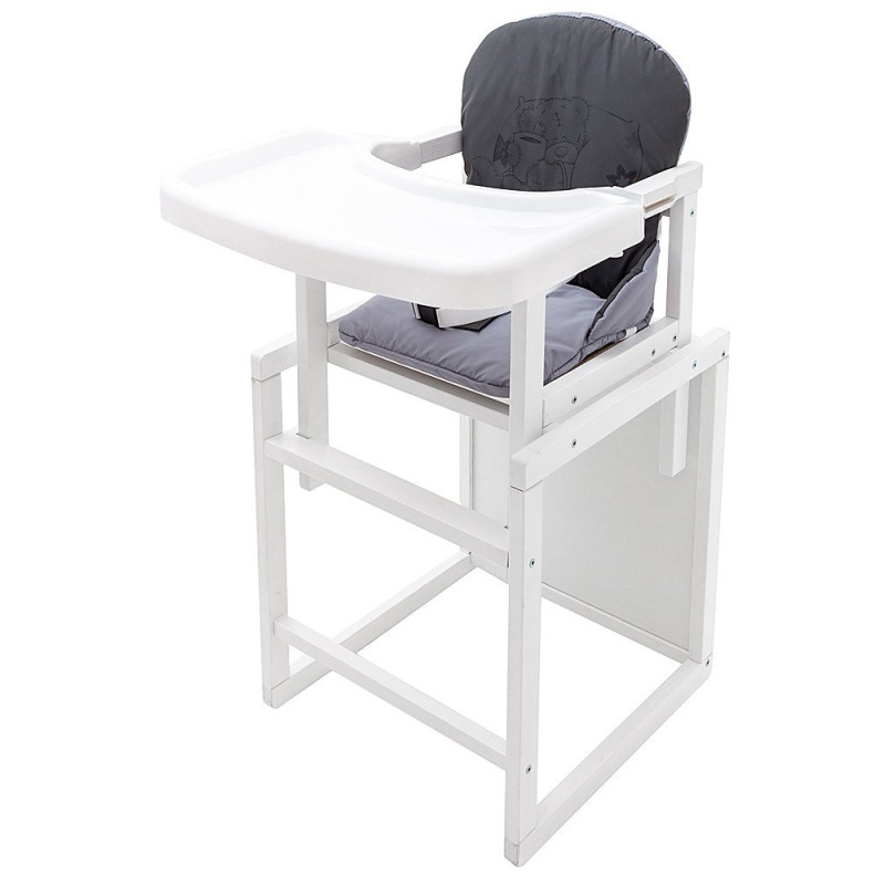 Стілець Babyroom трансформер Вінні-240 білий графіт / сірий ведмедик з чашкою