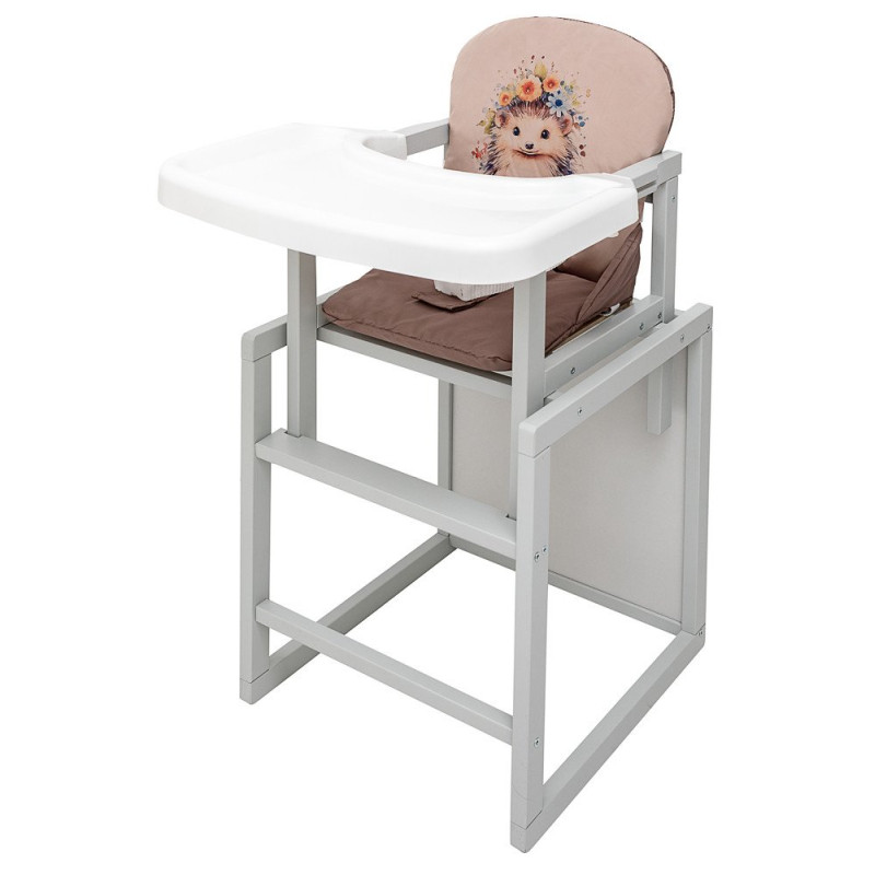 Стілець Babyroom трансформер Пеппі-250 сірий капучино/шоколад їжачок, квіти