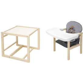 Стілець Babyroom трансформер Пеппі-260 слонова кістка сірий/графіт їжачок, квіти