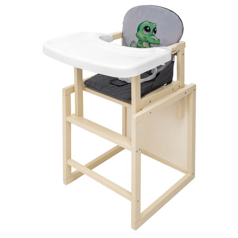 Стілець Babyroom трансформер Пеппі-260 слонова кістка сірий/графіт крокодил