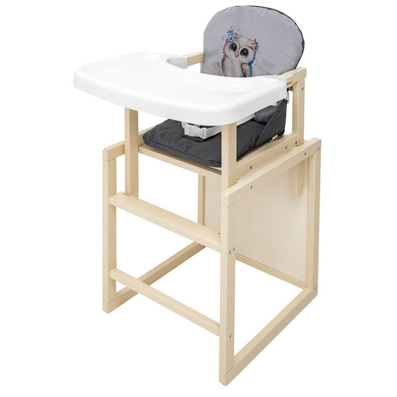 Стілець Babyroom трансформер Пеппі-260 слонова кістка сірий/графіт сова