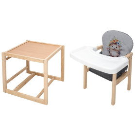 Стілець Babyroom трансформер Пеппі-230 eko сірий / графіт їжачок, квіти