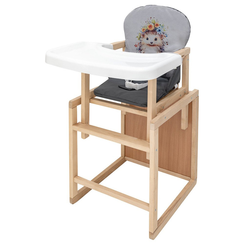 Стілець Babyroom трансформер Пеппі-230 eko сірий / графіт їжачок, квіти