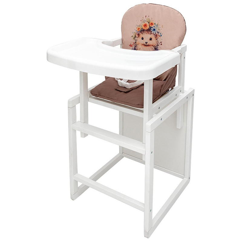 Стілець Babyroom трансформер Пеппі-240 білий капучино/шоколад їжачок, квіти