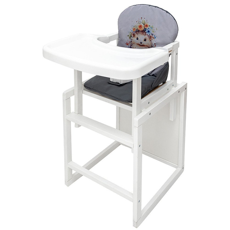 Стілець Babyroom трансформер Пеппі-240 білий сірий / графіт їжачок, квіти