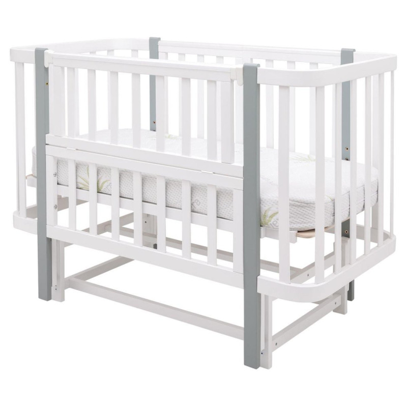 Ліжечко Babyroom Місяць LU-2 маятник білий / сірий