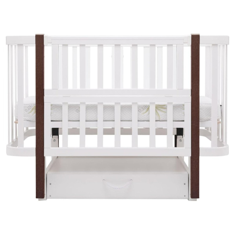 Ліжечко Babyroom Місяць LU-3 маятник, шухляда білий/венге