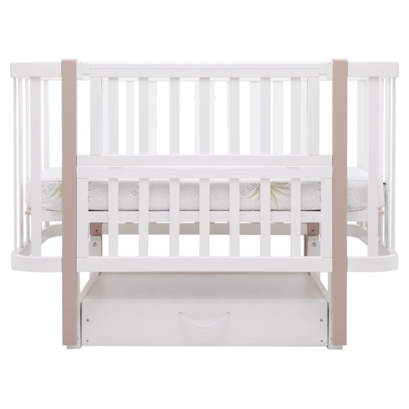 Ліжечко Babyroom Місяць LU-3 маятник, шухляда білий/капучино