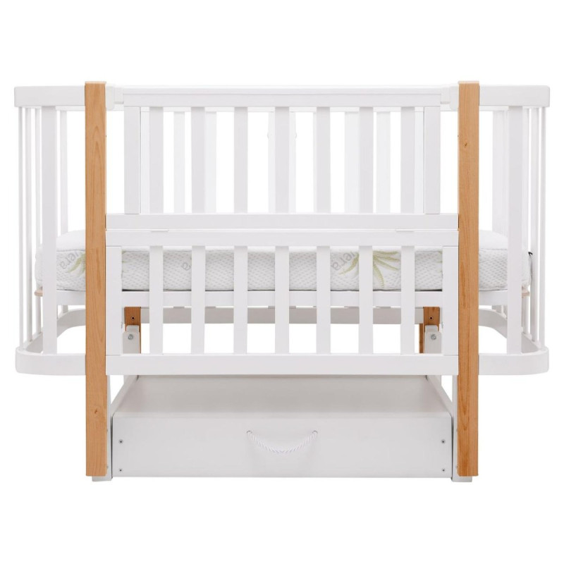 Ліжечко Babyroom Місяць LU-3 маятник, шухляда білий/натуральний