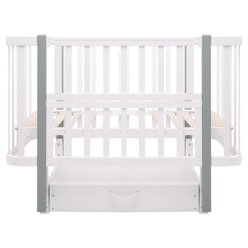 Ліжечко Babyroom Місяць LU-3 маятник, шухляда білий / сірий