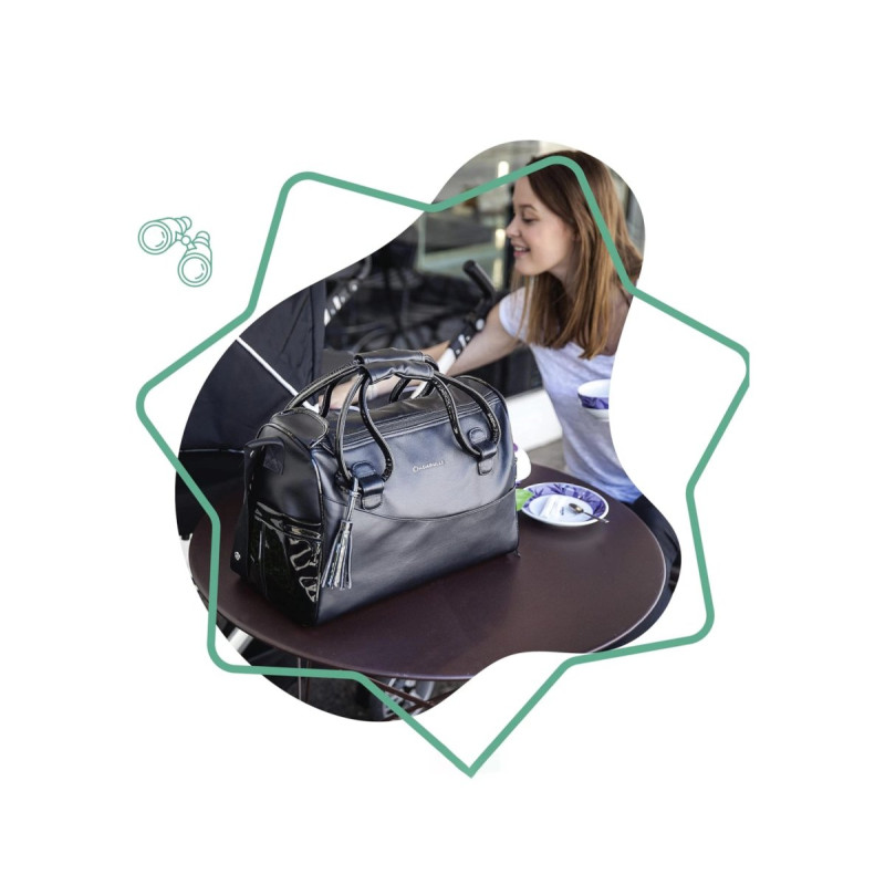 Сумка Badabulle з пеленатором Glossy чорна лакована