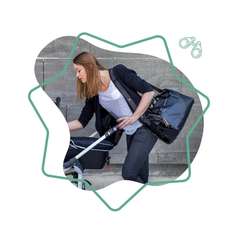 Сумка Badabulle з пеленатором Glossy чорна лакована