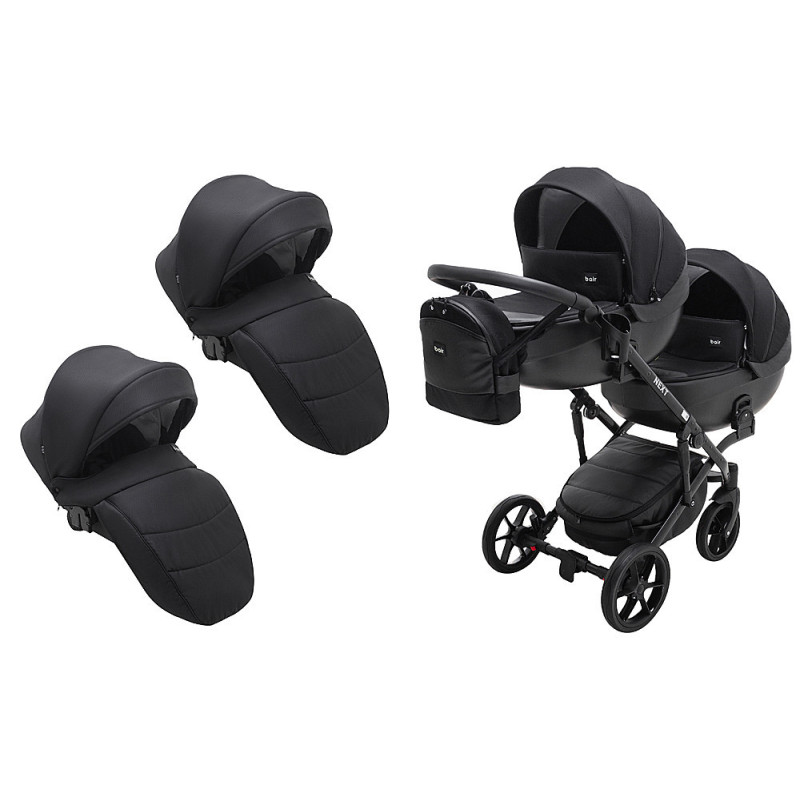 Універсальна коляска 2 в 1 для двійні Bair Next DUO Soft 02 чорний
