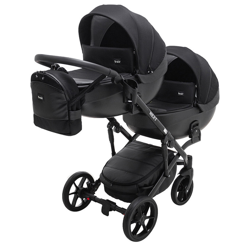 Універсальна коляска 2 в 1 для двійні Bair Next DUO Soft 02 чорний
