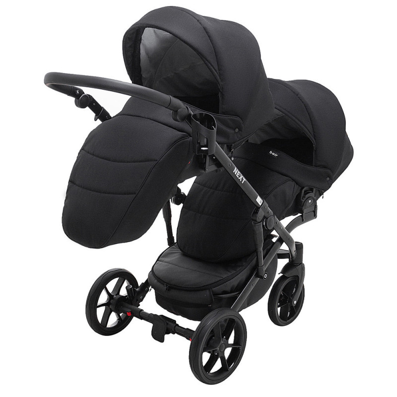 Універсальна коляска 2 в 1 для двійні Bair Next DUO Soft 02 чорний