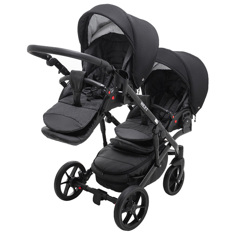 Універсальна коляска 2 в 1 для двійні Bair Next DUO Soft 02 чорний