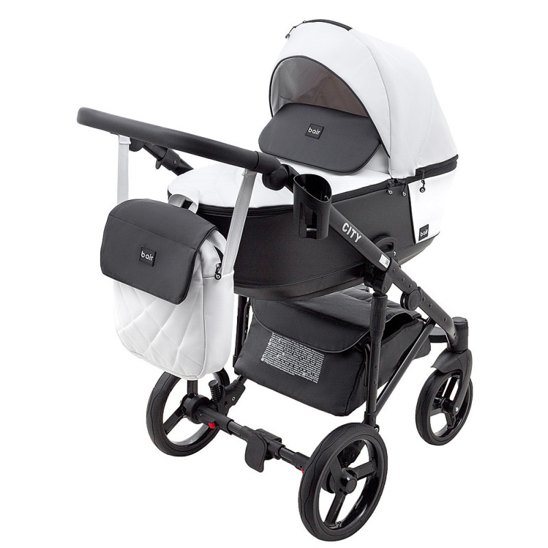 Універсальна коляска 2 в 1 Bair City ECO 23 білий/ чорний