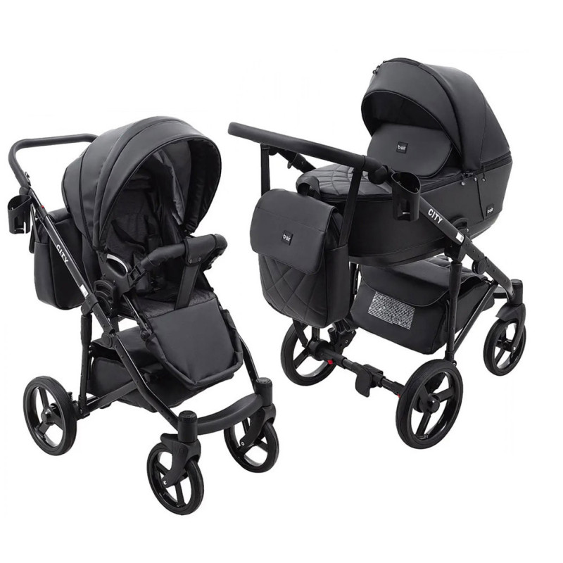 Універсальна коляска 2 в 1 Bair City ECO шкіра/36 чорний