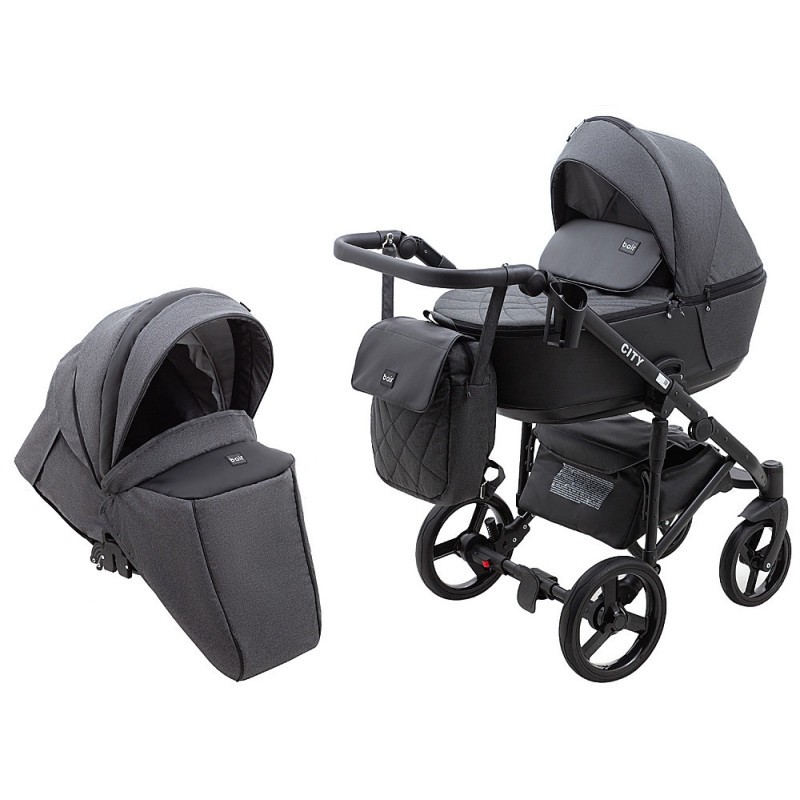 Універсальна коляска 2 в 1 Bair City Soft 219 графіт/чорний