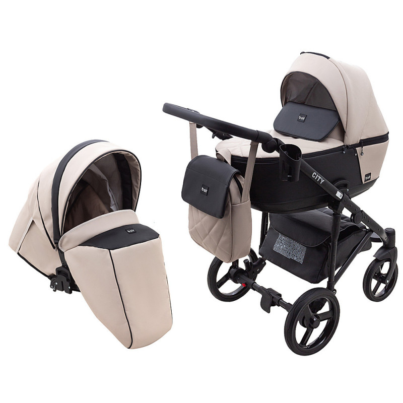 Універсальна коляска 2 в 1 Bair City ECO 22 лате/чорний