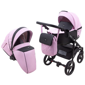 Універсальна коляска 2 в 1 Bair City ECO 13 рожевий пудра/чорний
