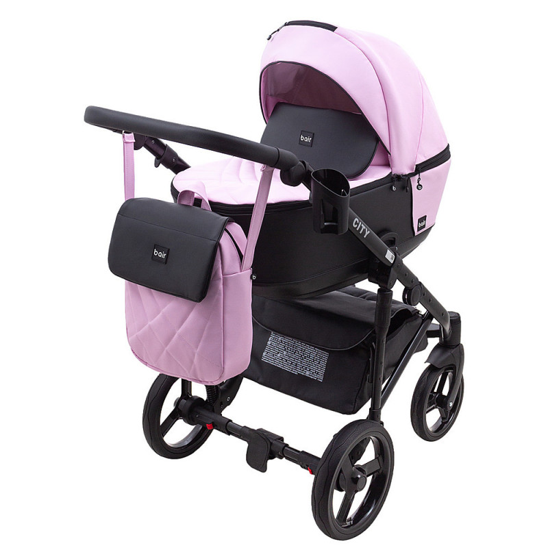 Універсальна коляска 2 в 1 Bair City ECO 13 рожевий пудра/чорний