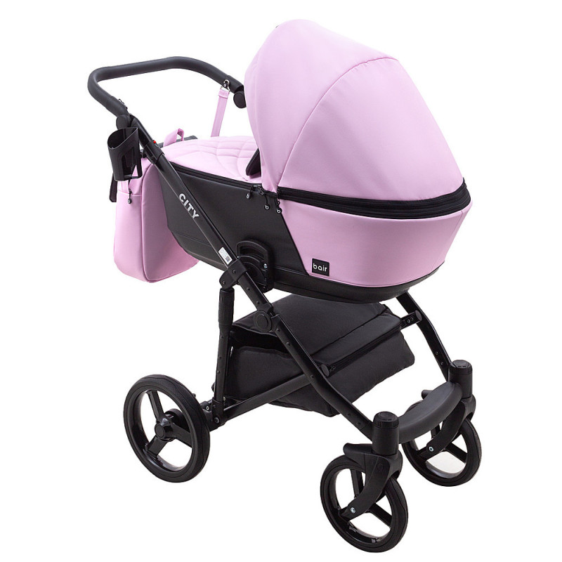 Універсальна коляска 2 в 1 Bair City ECO 13 рожевий пудра/чорний