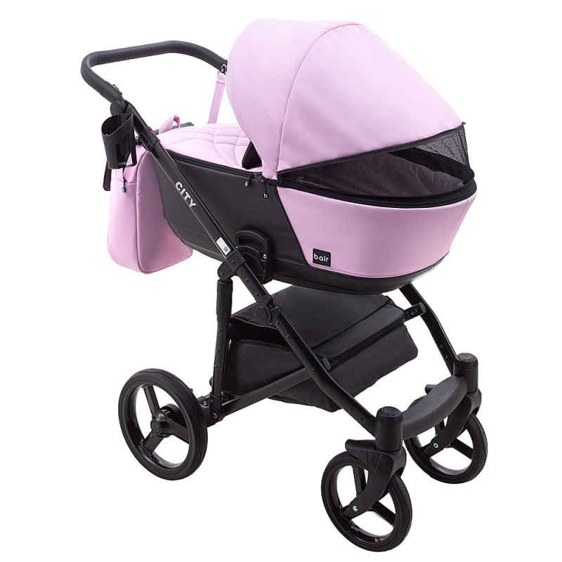 Універсальна коляска 2 в 1 Bair City ECO 13 рожевий пудра/чорний