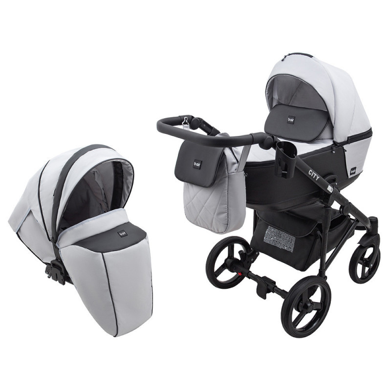 Універсальна коляска 2 в 1 Bair City Soft сірий/чорний
