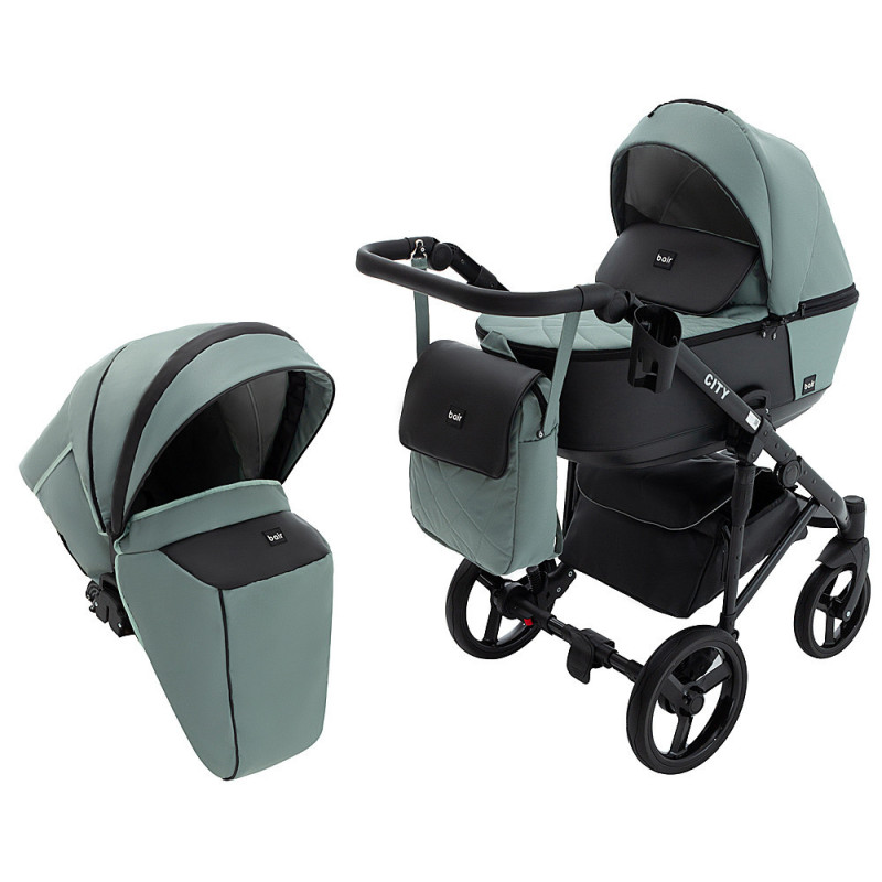 Універсальна коляска 2 в 1 Bair City Soft 29 нефрит/чорний
