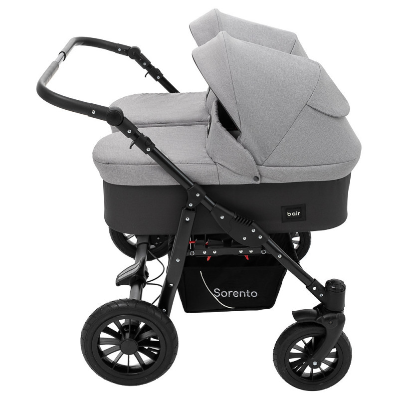 Універсальна коляска 2 в 1 для двійні Bair Sorento DUO BS-02 сірий / графіт