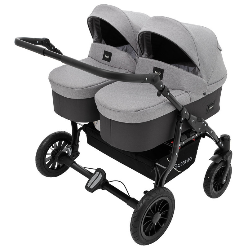 Універсальна коляска 2 в 1 для двійні Bair Sorento DUO BS-02 сірий / графіт