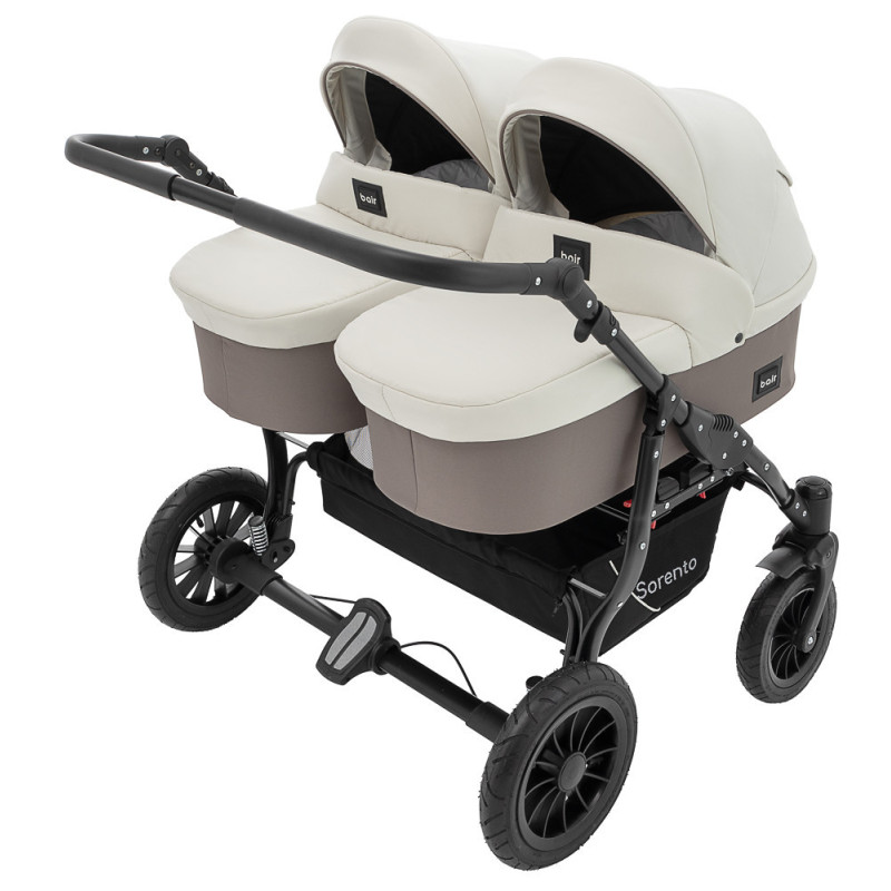 Універсальна коляска 2 в 1 для двійні Bair Sorento DUO BS-03 слонова кістка/капучино