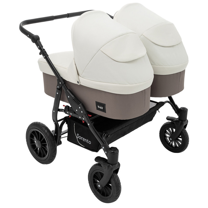Універсальна коляска 2 в 1 для двійні Bair Sorento DUO BS-03 слонова кістка/капучино