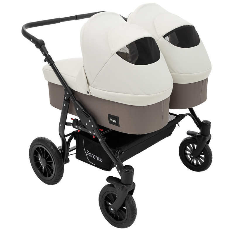 Універсальна коляска 2 в 1 для двійні Bair Sorento DUO BS-03 слонова кістка/капучино
