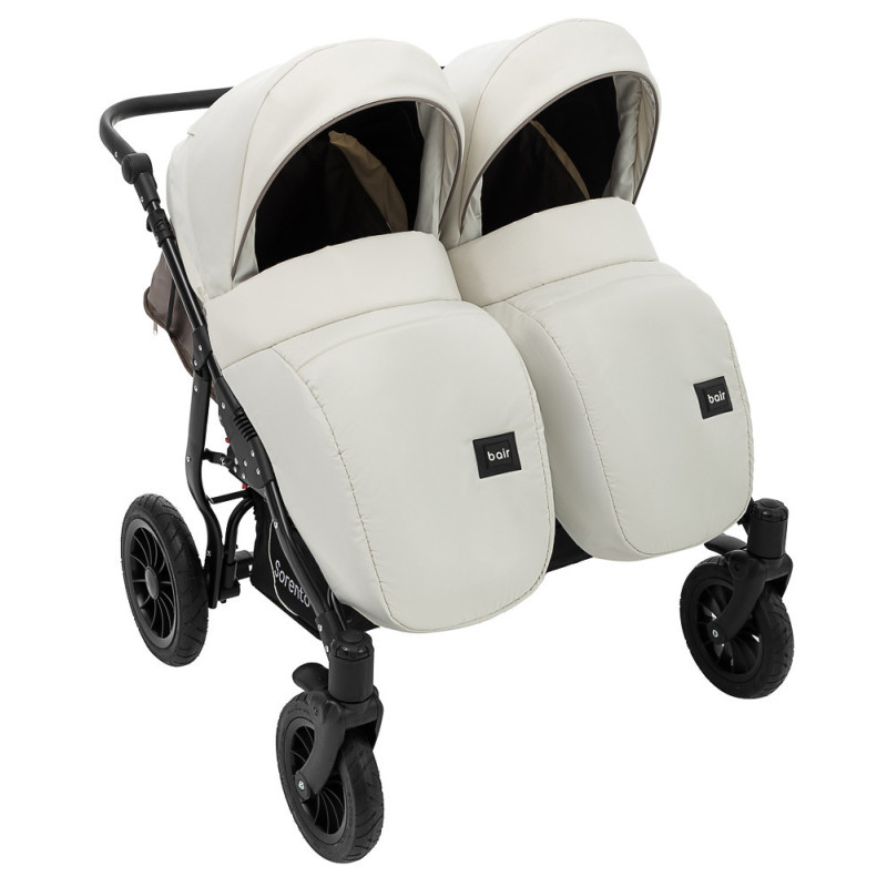 Універсальна коляска 2 в 1 для двійні Bair Sorento DUO BS-03 слонова кістка/капучино