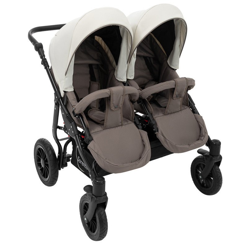 Універсальна коляска 2 в 1 для двійні Bair Sorento DUO BS-03 слонова кістка/капучино