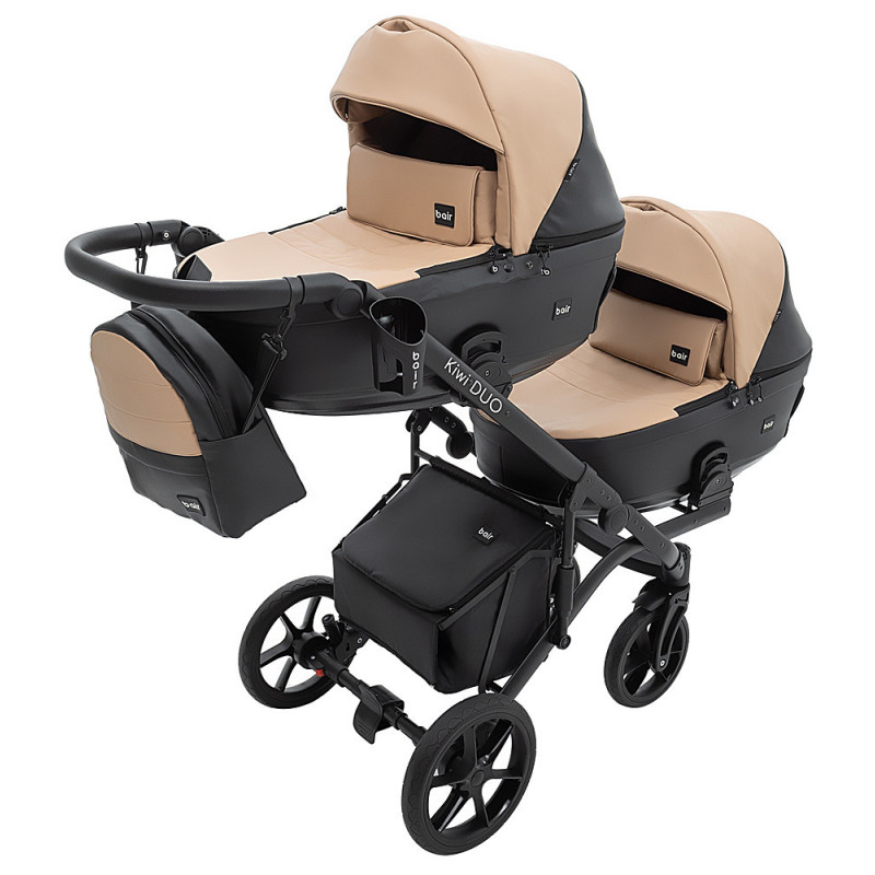 Універсальна коляска 2 в 1 для двійні Bair Kiwi DUO ECO BKD-18/15 капучино / чорний