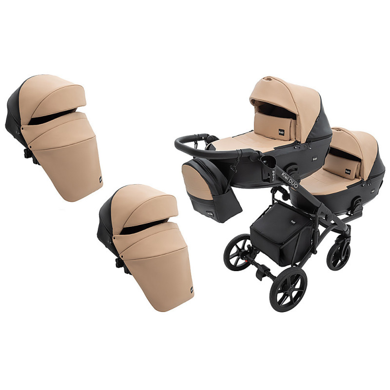 Універсальна коляска 2 в 1 для двійні Bair Kiwi DUO ECO BKD-18/15 капучино / чорний